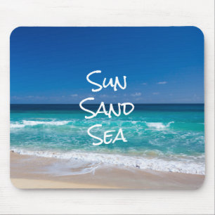 Tapis De Souris Sable Soleil Mer Tropical Plage Turquoise Eau