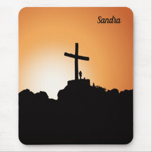 Tapis De Souris Sac à souris à coucher de soleil de la Croix relig