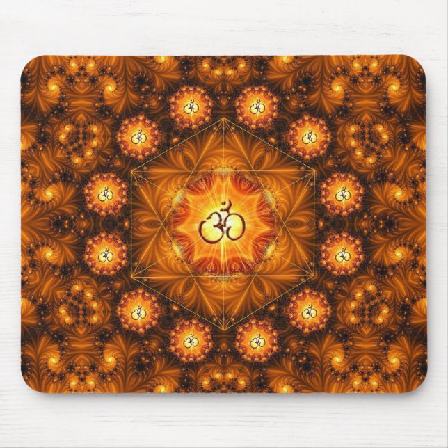 Tapis de souris sacré de mandala de l'OM G d'or (Devant)