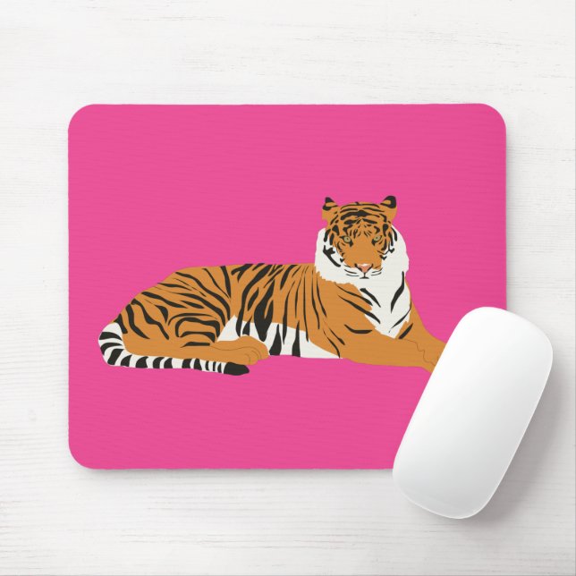Tapis De Souris Safari Jungle rose Orange animal tigre (Avec souris)