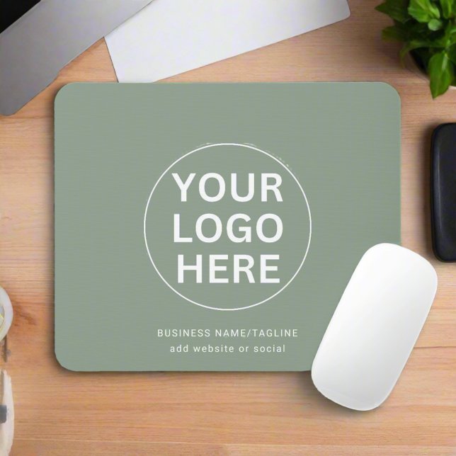 Tapis De Souris Sage Green Logo l Professionnel Marque Entreprise (Créateur téléchargé)