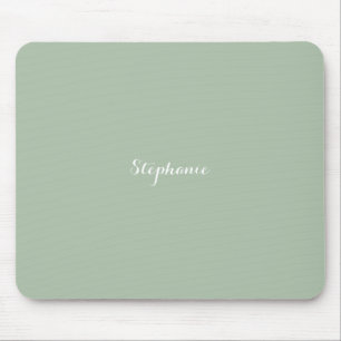 Tapis De Souris Sage Green Nom Moderne Élégant Monogramme Boho