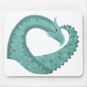 Tapis De Souris Sage vert coeur dragon sur blanc