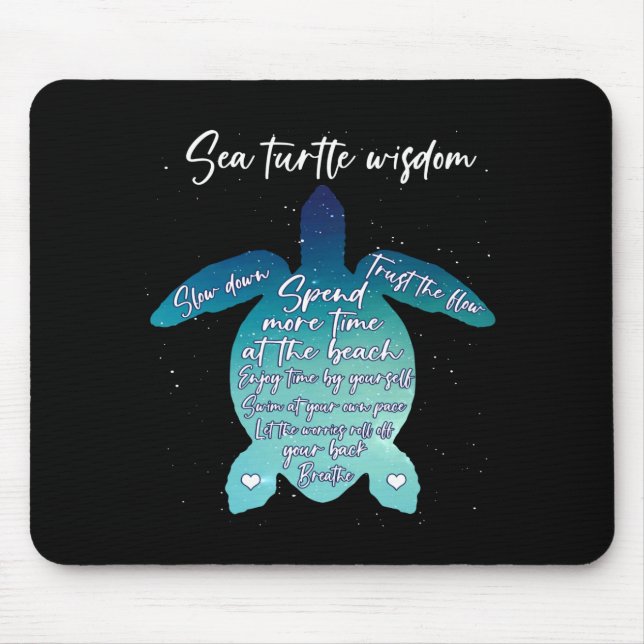 Tapis De Souris Sagesse de la tortue marine Amour de la tortue mar (Devant)