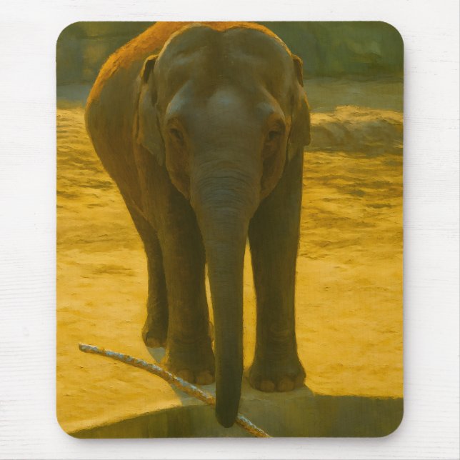 Tapis De Souris Sagesse des éléphants d'or - faune majestueuse (Devant)