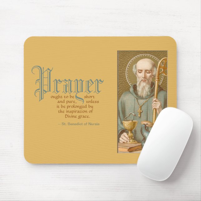 Tapis De Souris Saint Benoît de Nursia (JM 07; Citation sur la pri (Avec souris)