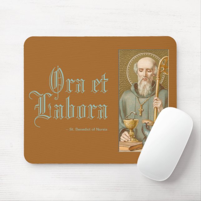 Tapis De Souris Saint Benoît de Nursia (JM 07; devise latine) (Avec souris)