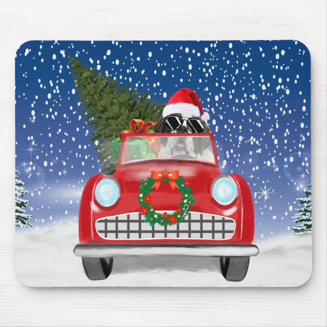 Tapis De Souris Saint Bernard Chien Voiture De Conduite En Neige N (Devant)