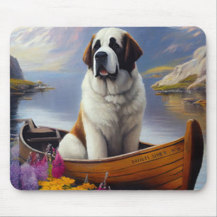 Tapis De Souris Saint-Bernard sur une pagaie : Une aventure pittor