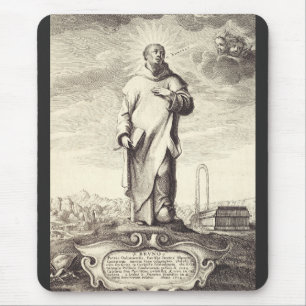 Tapis De Souris Saint Bruno de Cologne Gravure Ancienne Style Arti