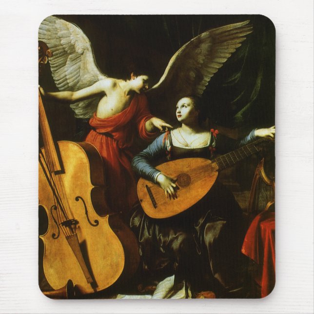 Tapis De Souris Saint Cecilia et l'ange par Carlo Saraceni (Devant)