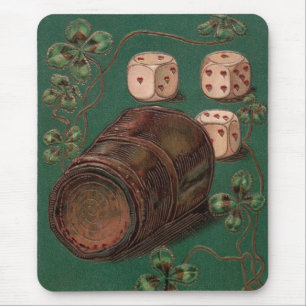 Tapis De Souris Saint-Patrick vintage, Chance Irlande dés