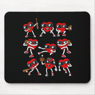 Tapis De Souris Saint-Valentin Cœur Baseball Batteur Lanceur Amuse