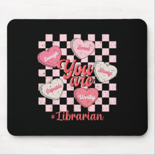 Tapis De Souris Saint-Valentin drôle Bibliothécaire Amour Cœur