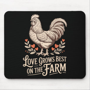 Tapis De Souris Saint-Valentin drôle Mignon Poulet L'amour grandit