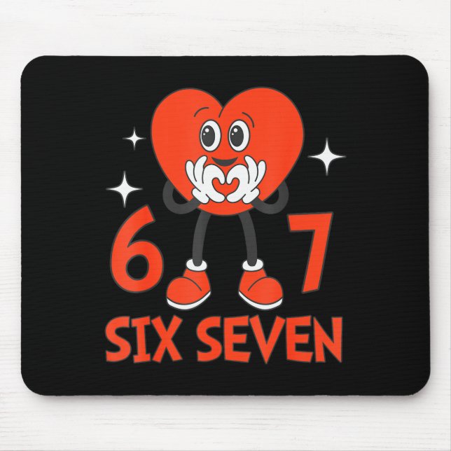 Tapis De Souris Saint-Valentin drôle Six Sept Cœurs 6 7 Mème Garço (Devant)