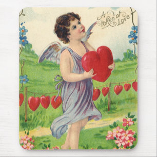 Tapis De Souris Saint-Valentin vintage, ange victorien avec cœur