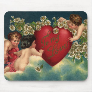 Tapis De Souris Saint-Valentin Vintage Victoriens Chérubins au Par