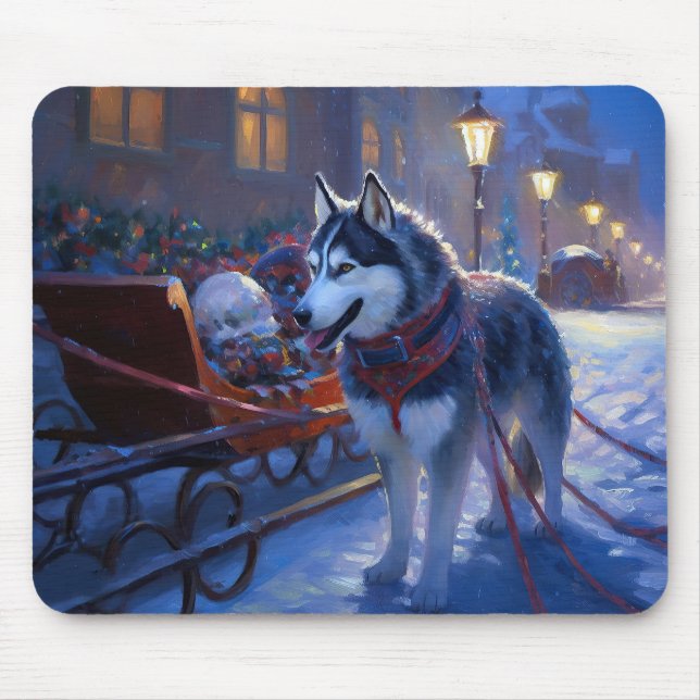 Tapis De Souris Saison de Noël Sibérienne Husky (Devant)