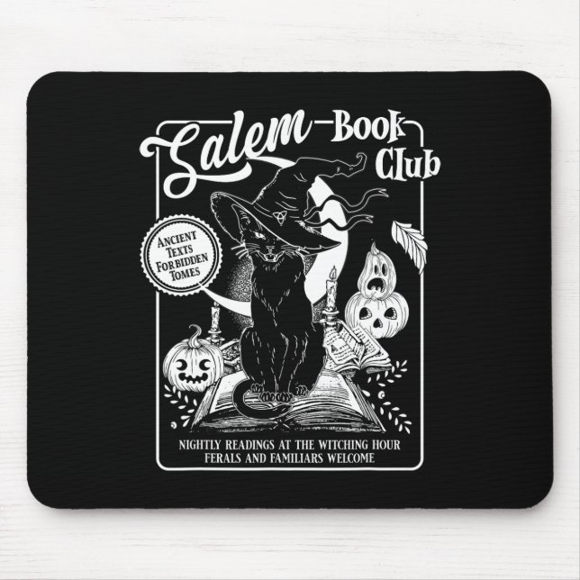 Tapis De Souris Salem Witch Bookish Retro Halloween Blac (Devant)