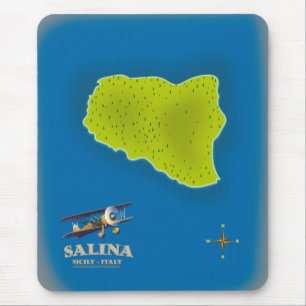 Tapis De Souris Salina, Sicile carte affiche de voyage carte