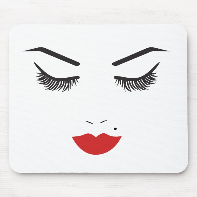 Tapis De Souris Salon Beauty Maquillage Visage Lashes & Lèvres rou (Devant)