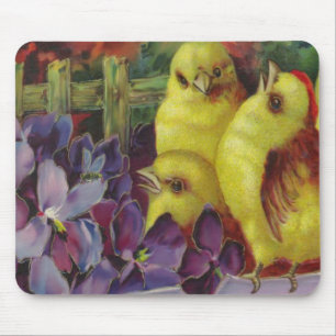 Tapis De Souris Salutations aux poussins de Pâques