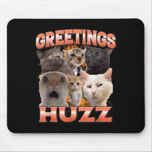 Tapis De Souris Salutations Huzz Drôle Déjanté Mème de Chat Contre