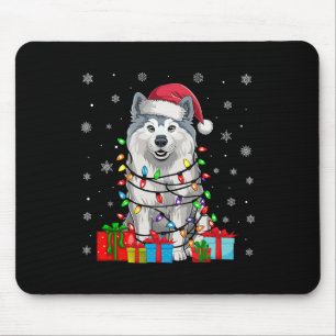 Tapis De Souris Samoyed Chien Moins moche Noël Éclairage Santa Cha