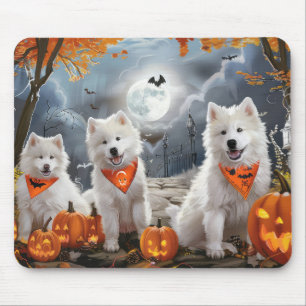 Tapis De Souris Samoyed Halloween Éffrayant