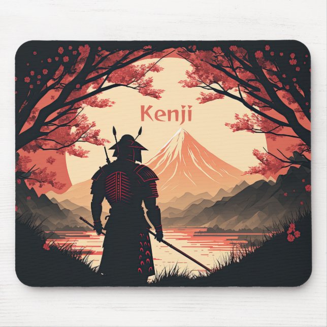 Tapis De Souris Samurai et Mt Fuji personnalisés avec Pleine lune (Devant)