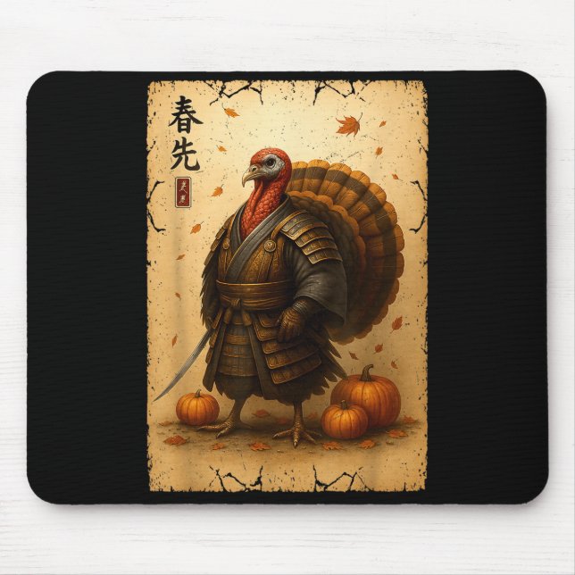 Tapis De Souris Samurai Turkey Thanksgiving Japanese Warrior Anime (Devant)