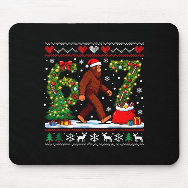 Tapis De Souris Santa Bigfoot Christmas Tree Funny Sasquatch 67  (Devant)