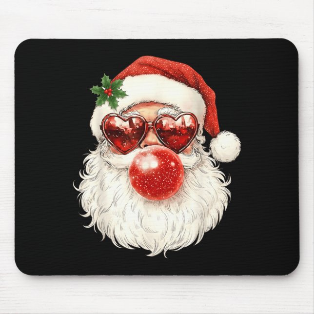 Tapis De Souris Santa Claus Christmas Blowing Bubble Gum And Sungl (Devant)