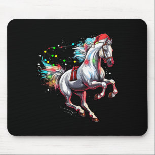 Tapis De Souris Santa Claus Horse Noël Art Horse Cheval Robe d'équ