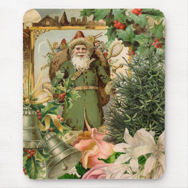Tapis De Souris Santa Claus Noël Antiquité Belle Art (Devant)