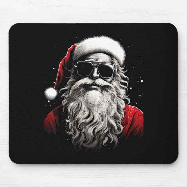 Tapis De Souris Santa Claus Silhouette Christmas Sungles Caricatur (Devant)