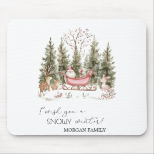 Tapis De Souris Santa Claus, Sleigh, Présents Noël de forêt