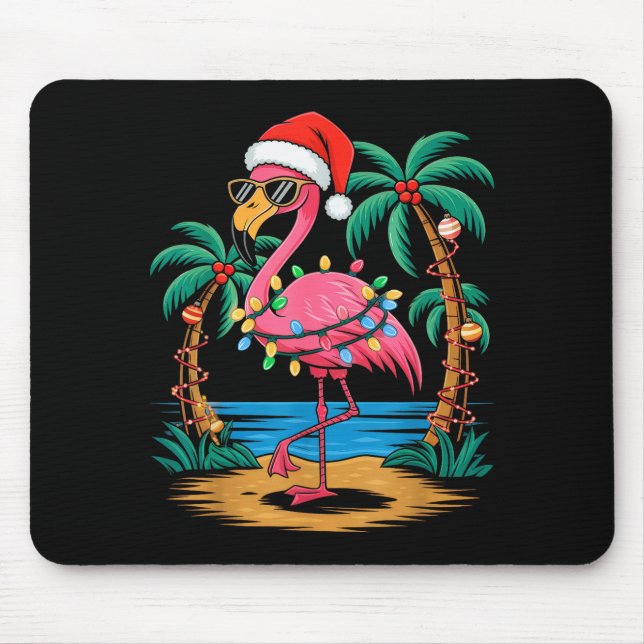 Tapis De Souris Santa Flamingo Christmas Lights Trocal Palms Tree  (Devant)