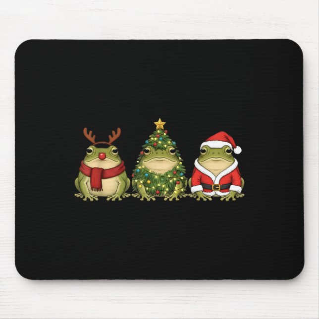 Tapis De Souris Santa Green Frog Christmas Tree Frog Lover Animal  (Devant)