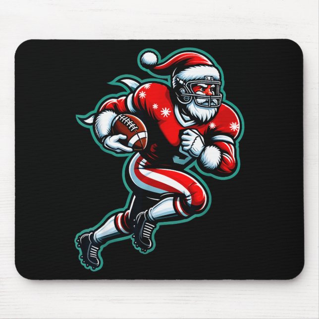 Tapis De Souris Santa Playing American Football Christmas Women Me (Devant)