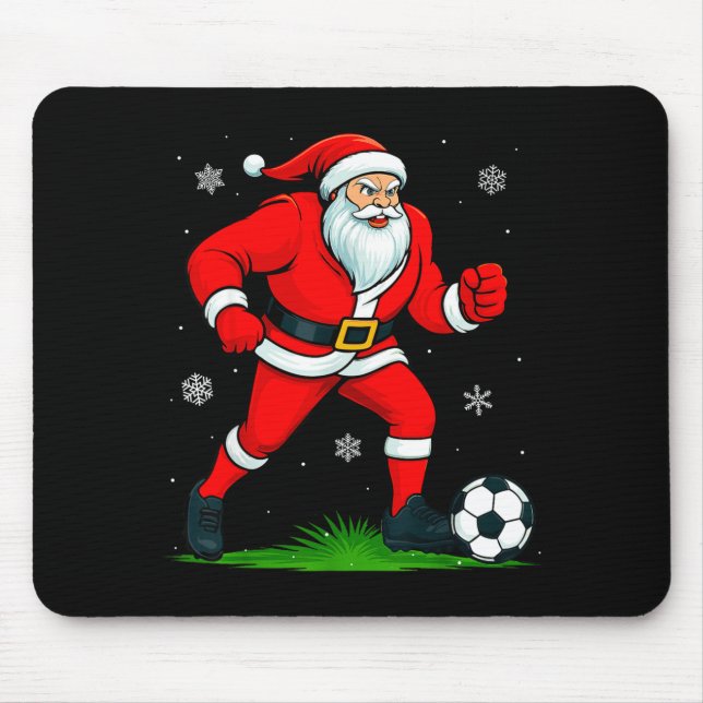 Tapis De Souris Santa Playing Soccer Xmas Funny Christmas Soccer S (Devant)