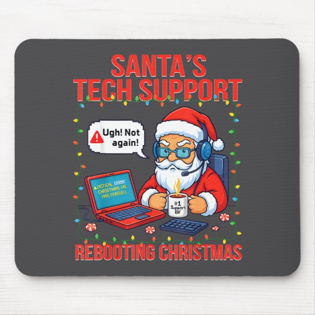 Tapis De Souris Santa Rebooting Support Engineer s Tech Smile (Devant)