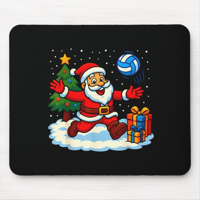 Tapis De Souris Santa Volleyball Playing Srt Christmas Tree Xmas P (Devant)