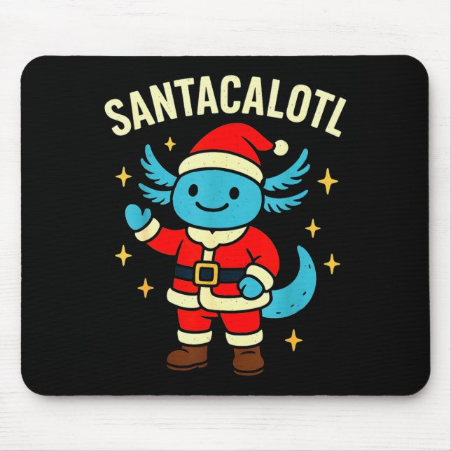 Tapis De Souris Santacalotl Santa Claus Cute Blue Axolotl New Year (Devant)