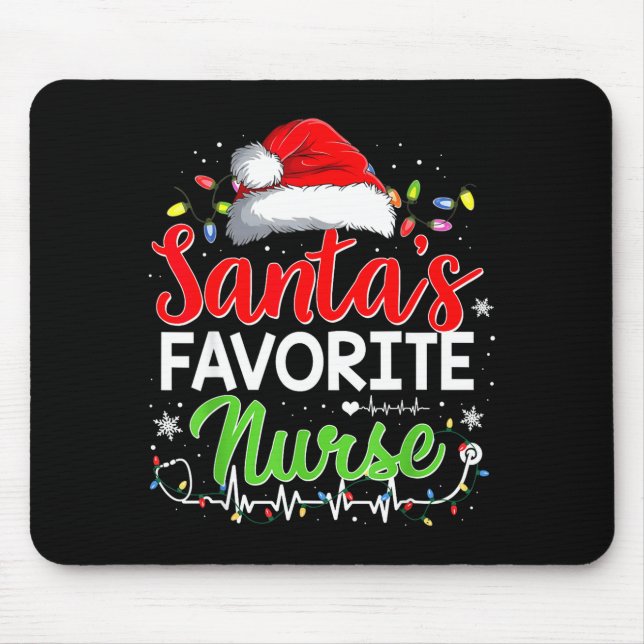 Tapis De Souris Santa's Favorite Nurse Funny Christmas Nurse Xmas  (Devant)