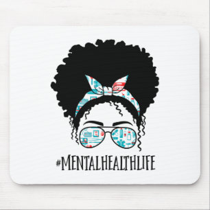 Tapis De Souris Santé Black Afro Messy Bun Crew Africain Américain