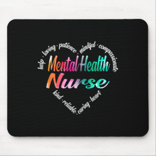 Tapis De Souris Santé Infirmière Coeur Mot Nuage Aquarelle Arc-en-