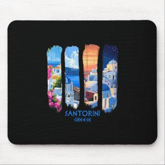 Tapis De Souris Santorini Greece Thira Brushstroke Travel Souvenir