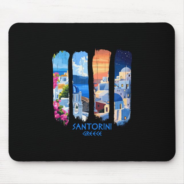 Tapis De Souris Santorini Greece Thira Brushstroke Travel Souvenir (Devant)